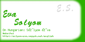 eva solyom business card